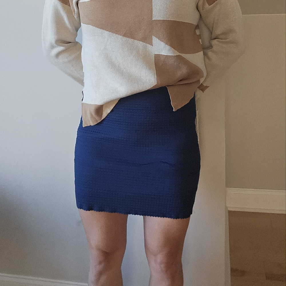 Sugar Rain Blue Textured Mini Skirt
